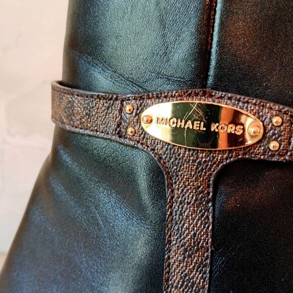 LIKE NEW 💎 MICHAEL KORS BLACK LEATHER SIDE ZIP ANKLE BOOTS SIZE 8 ~ AWESOME! - Picture 7 of 9